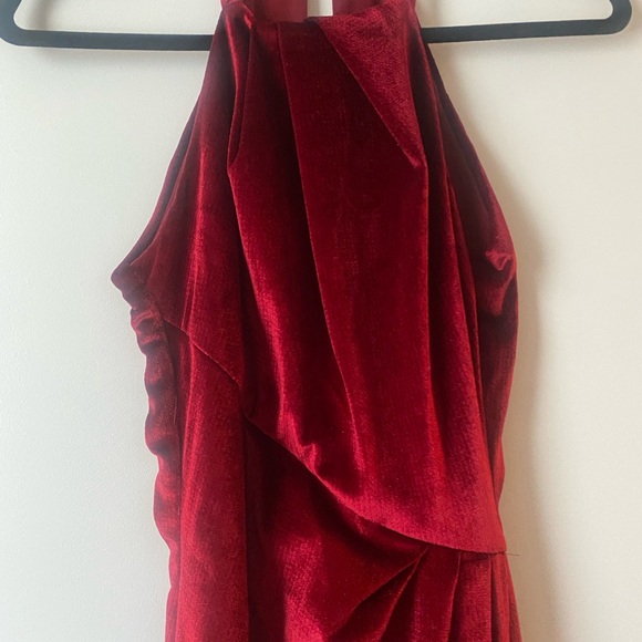 Elegant Velvet Burgundy Dress - Picture 5 of 6
